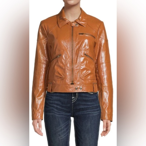 NWT We The Free Tan Vegan Leather Jacket Size M - Picture 1 of 10
